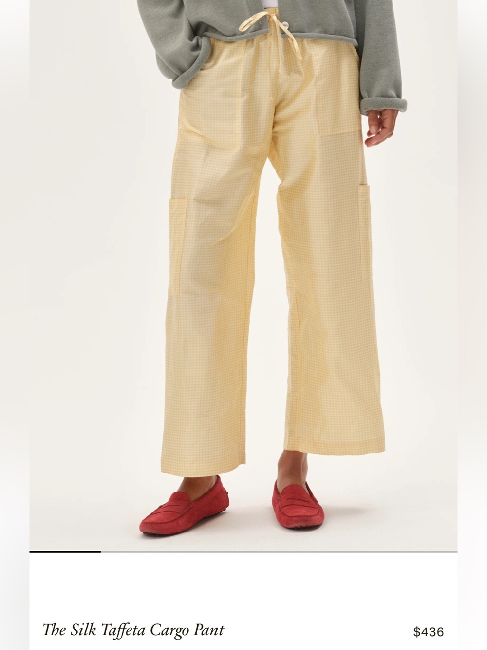 DONNI. Silk Taffeta Cargo Pant Butter Gingham size S - Picture 6 of 6